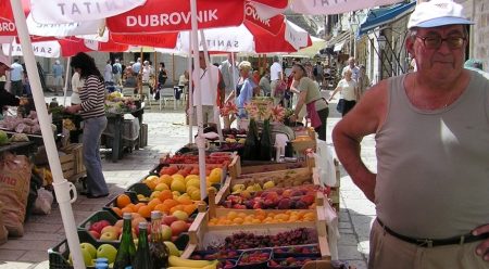 Outdoor food market in Dubrovnik